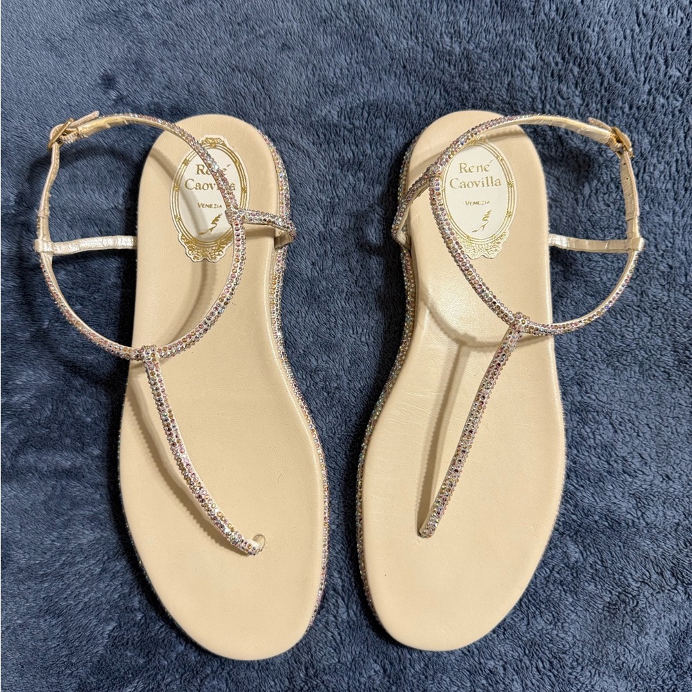 Rene Caovilla Pink and Silver Strappy Sandals